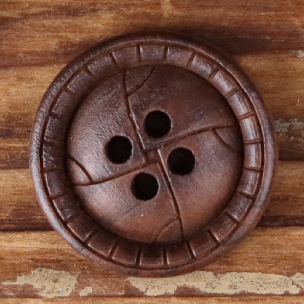 Crackle Wood Buttons Round 4-Hole | Vintage Distressed | Pack of 30