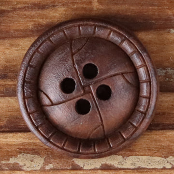 Crackle Wood Buttons Round 4-Hole | Vintage Distressed | Pack of 30