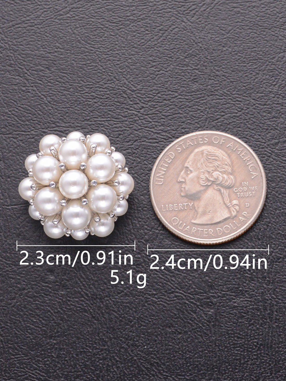 Floral 3D Pearl Hand-Sewing Decorative Metal Buttons 10 Pack