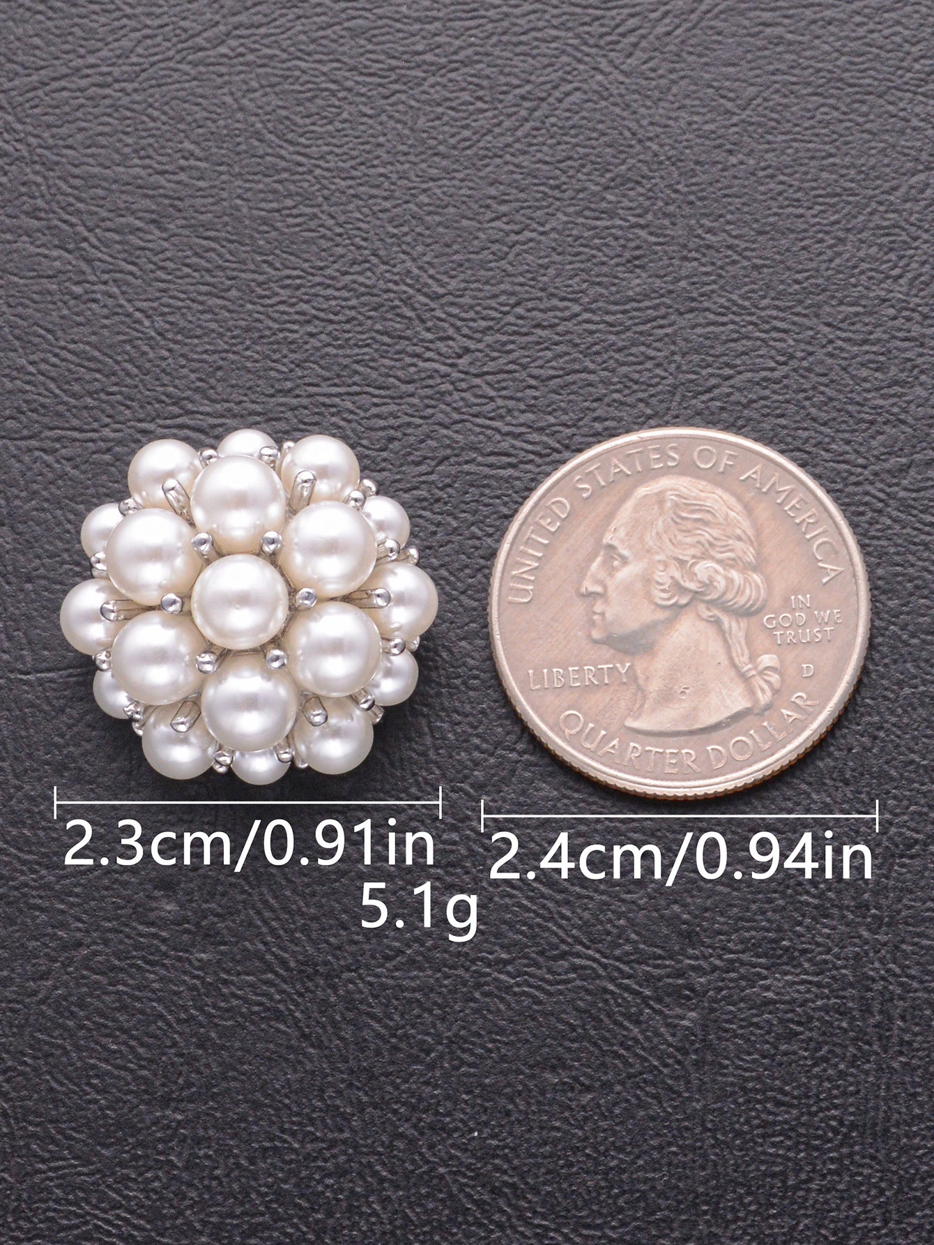 Floral 3D Pearl Hand-Sewing Decorative Metal Buttons 10 Pack