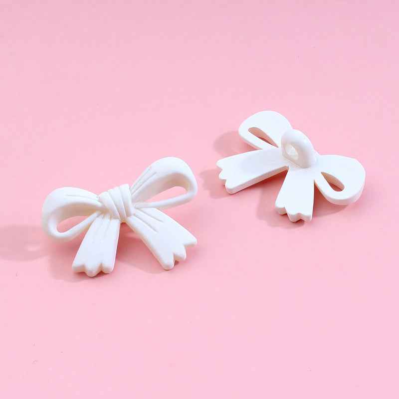 28mm Colorful Bow Shaped Plastic Shank Buttons for Kids' Clothes 90pcs