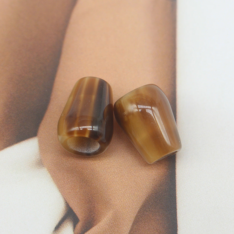 Pearlescent Resin Kord-Endkappen mit großem Loch, goldbraun, 2 Stück