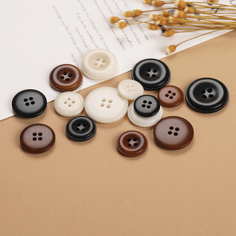 Natural Fruit Shell 4-Hole Buttons Set of 20 – Black Brown Ivory Round