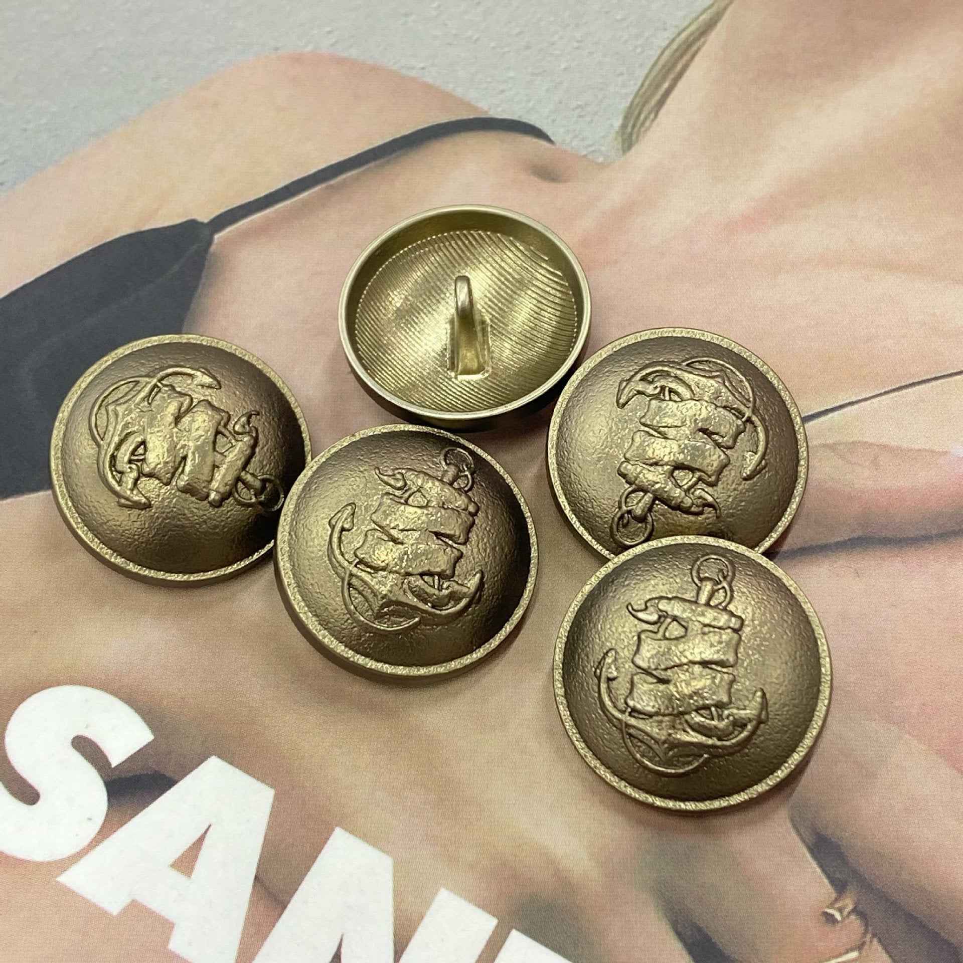 18/20/23mm Anchor Vintage Metal Shank Buttons for Sewing 20pcs