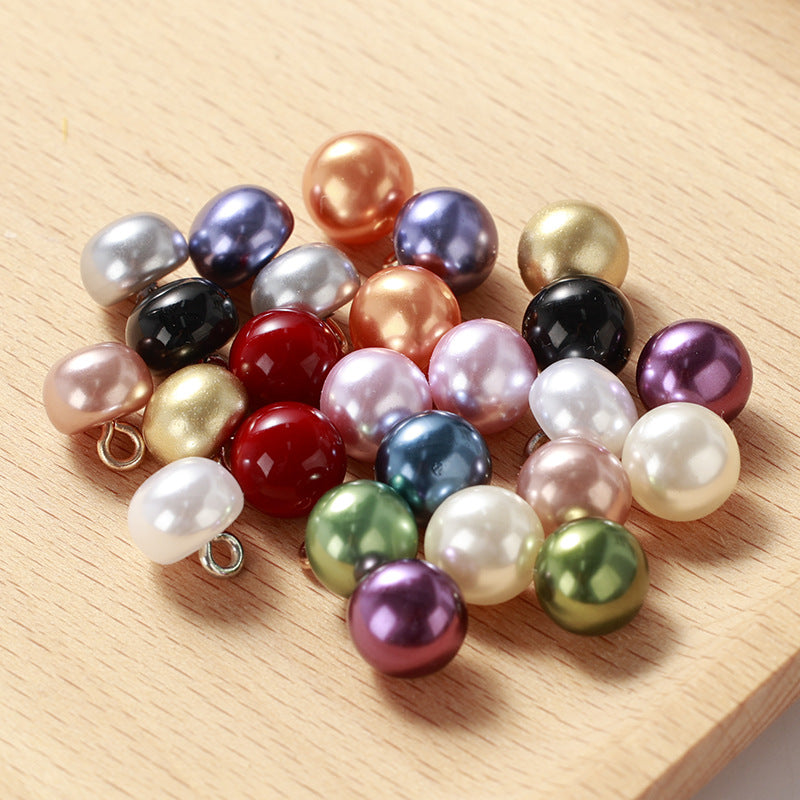 Multi-color resin pearl buttons with metal shank
