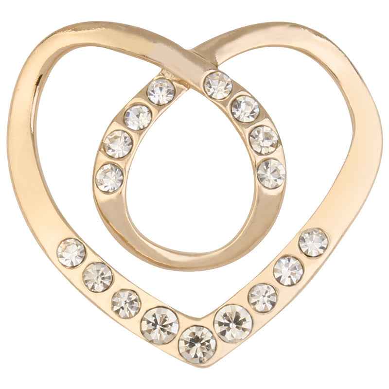 Gold Silver Heart Shaped Diamonds Button for Tops Scarves Knots 10pcs