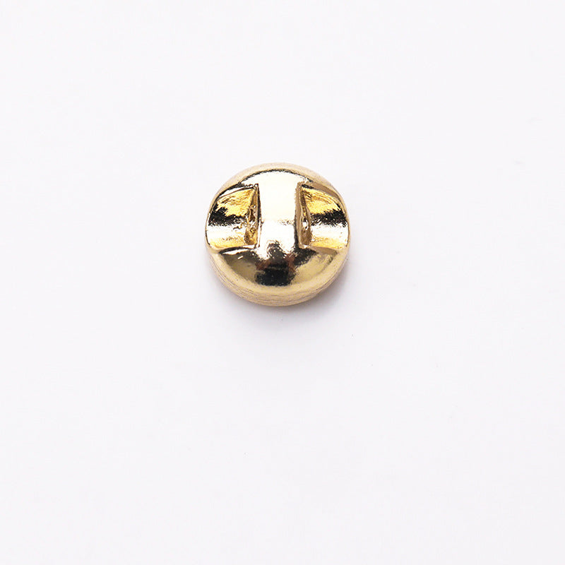 Gold Round Grid Metal Shank Buttons 8mm Set of 20