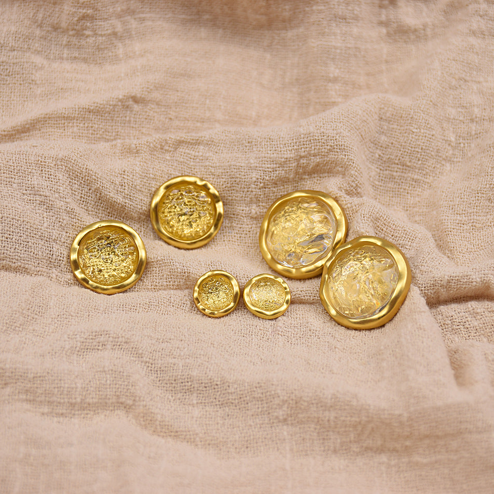 11/18/22mm Retro Gemstone Resin Metal Buttons 12pcs