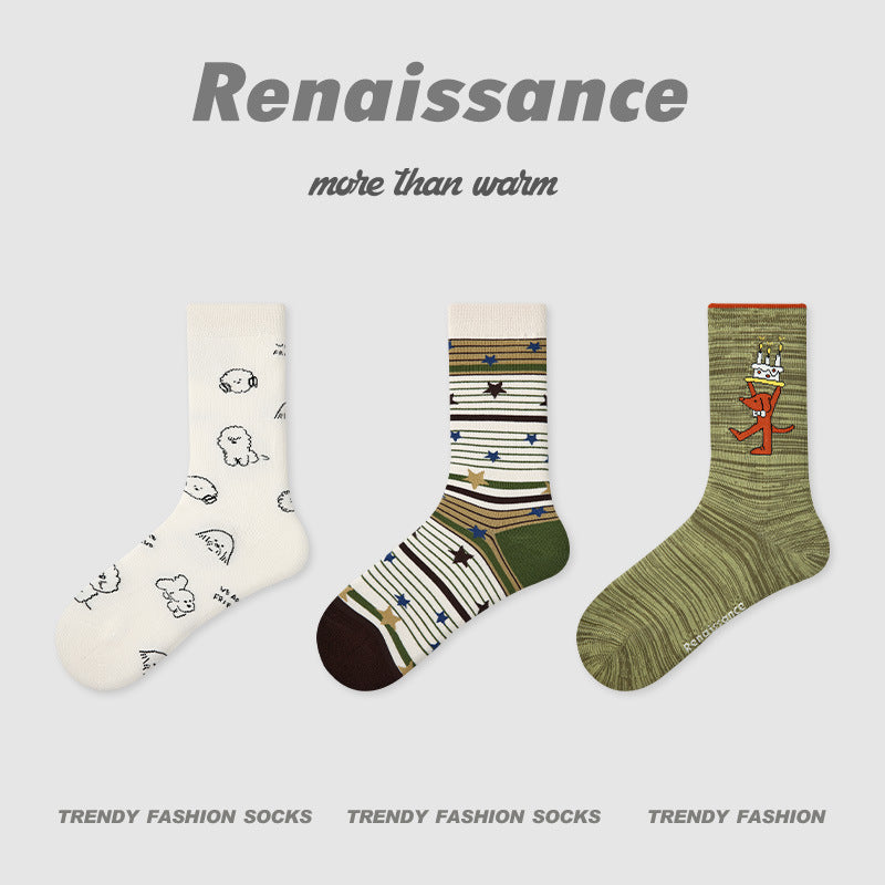 Color-Block Stripe & Polka Dot Princess Socks for Women 3 Pack