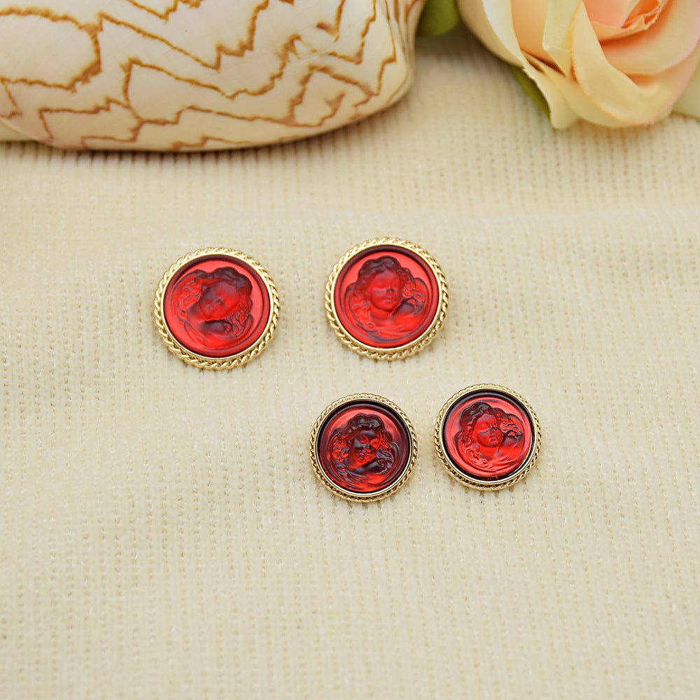 Classic Lady Portrait Resin Metal Buttons – 20-Piece (18mm/22mm)