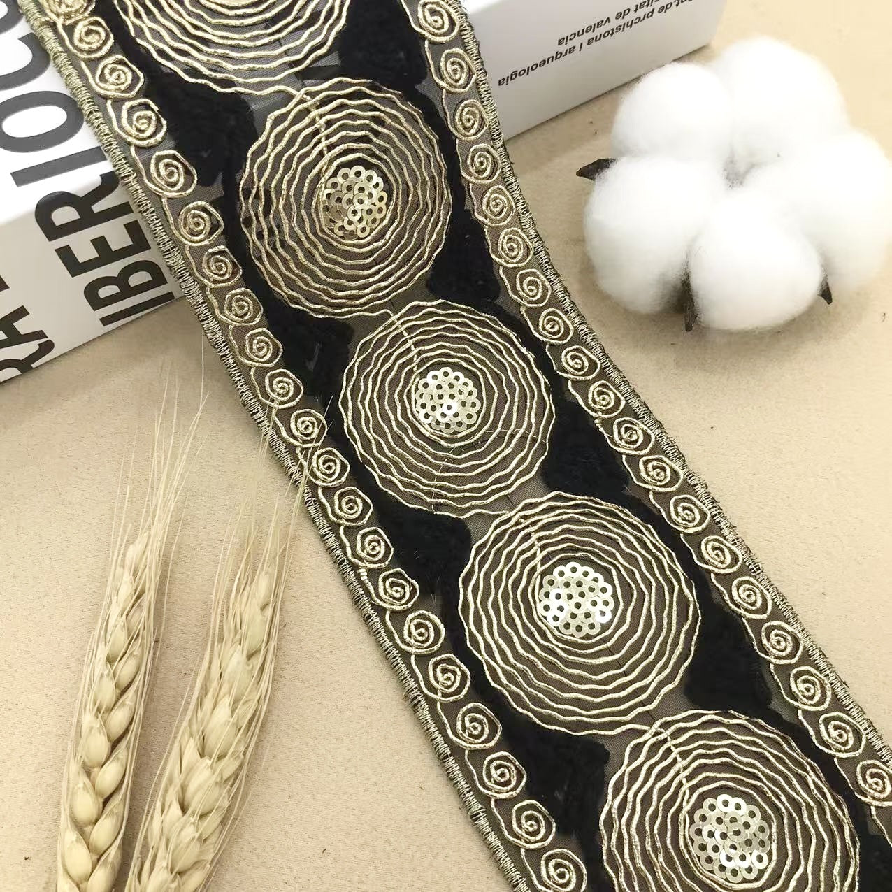 10 Yards 6.5CM Wide Miao Ethnic Circle Embroidery Lace Trim