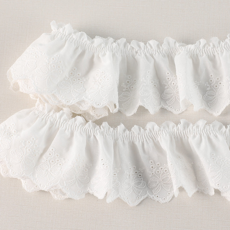 70mm Cotton Pleated Butterfly Lace Trim with Embroidery 5 Yards