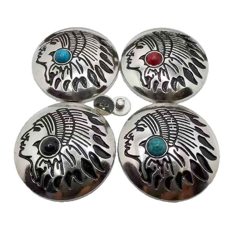 30MM Shiny Silver Alloy Native American Turquoise Screw Rivets 20 Pack