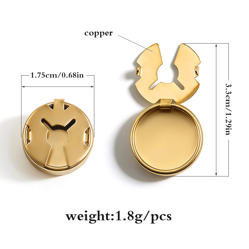 17.5mm brass snap buttons, gold-tone round back with center hole