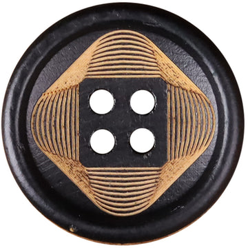 Black Round Wood 4-Hole Decorative Buttons 30pcs for Coats Cardigans Crafts