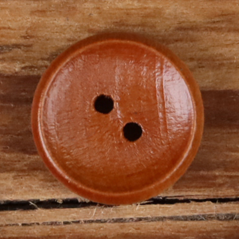 Brown Natural Wood Bowl-Shape 2-Hole Buttons – Set of 30