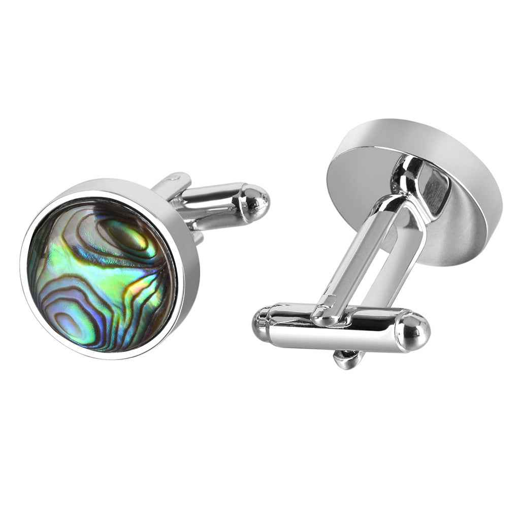 Round Colorful Seashell Cufflinks for Men