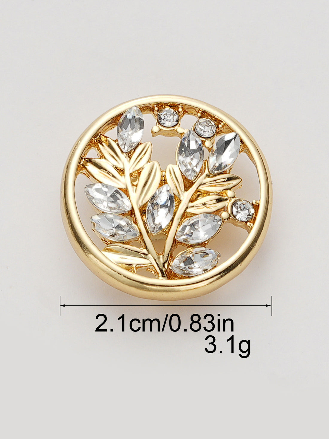 21mm Round Hollow Crystal Glass Flower Metal Shank Buttons 10 Pack