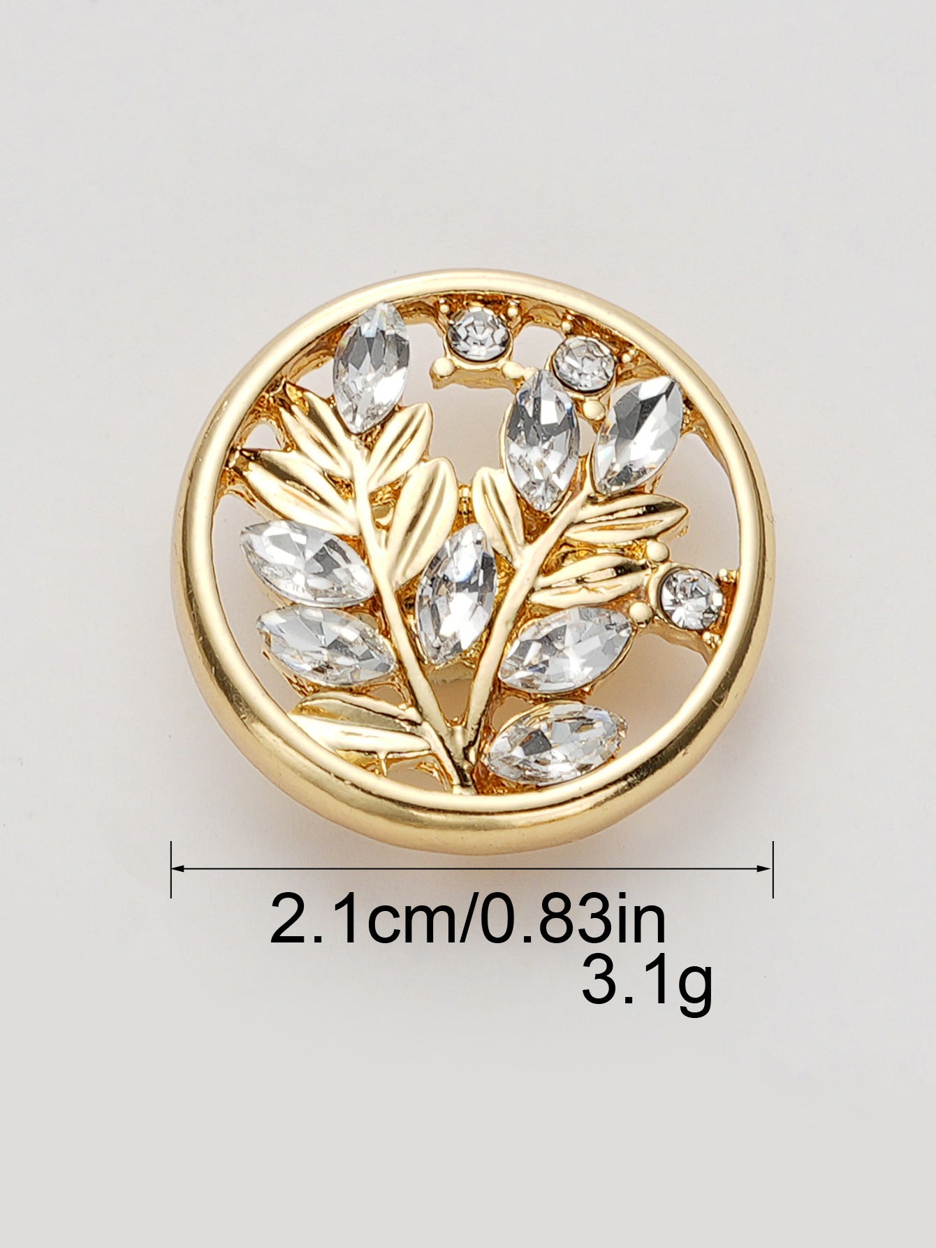 21mm Round Hollow Crystal Glass Flower Metal Shank Buttons 10 Pack