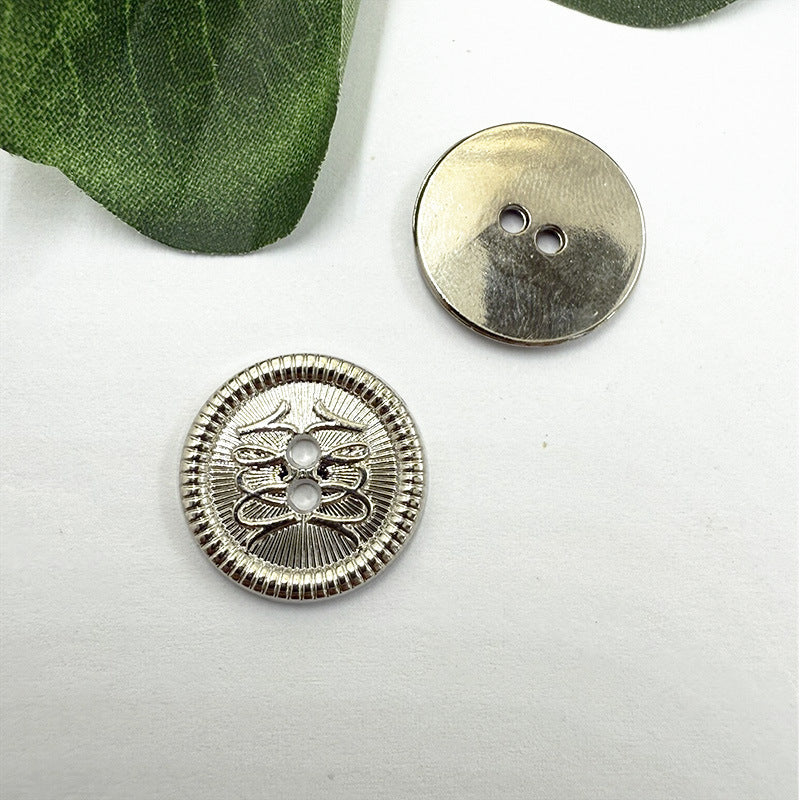 Botones de metal vintage de 12/15/18 mm con dos agujeros para abrigos y chaquetas, paquete de 96