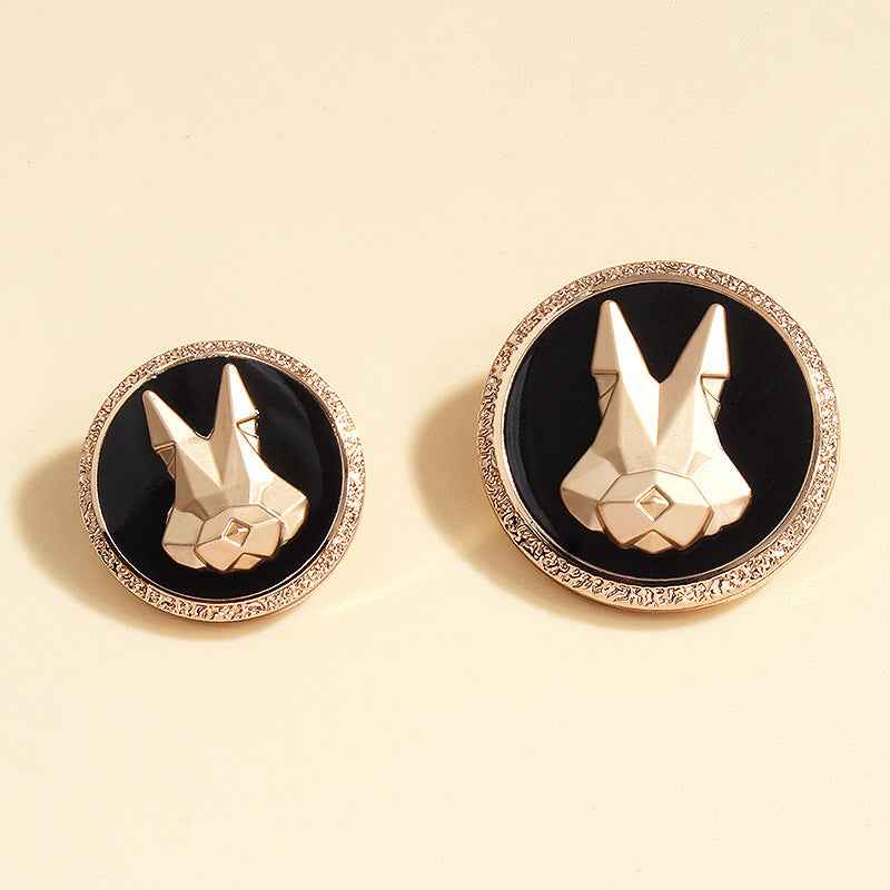 18mm 23mm Round Black-Gold Rabbit Metal Coat Shank Buttons 10PCS