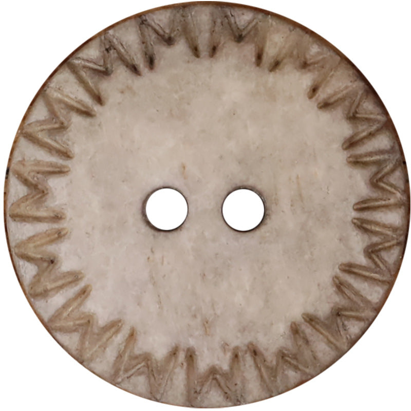 Natural Bone Buttons Round 2-Hole Domed | Light Khaki | Pack of 10