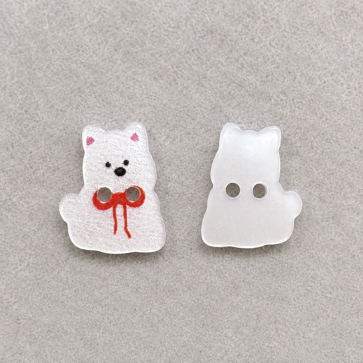 15mm Cute White Puppy Dog Resin Buttons for Children's Clothing 50pcs