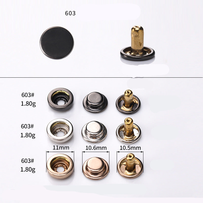 603 Copper Thin Curved Metal Snap Buttons – 20 Set for Down Jackets