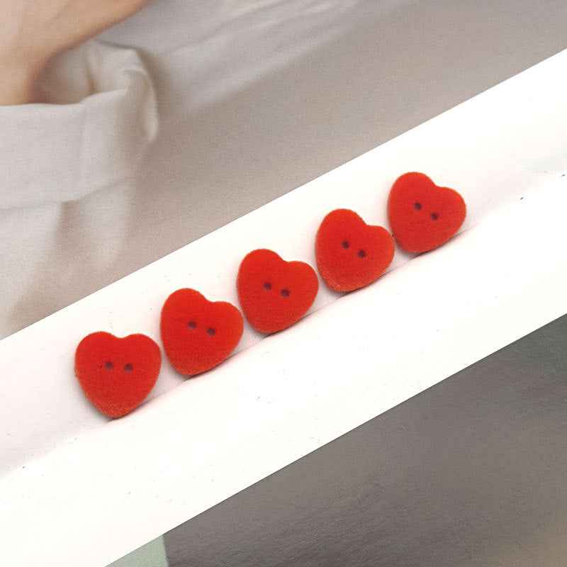 24L/28L Heart-Shaped 2-Hole Velvet Resin Buttons for Cardigans 55 Pack