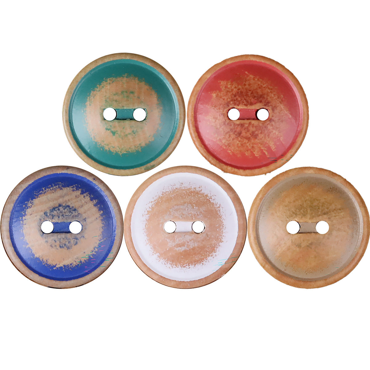 Round Wood 2-Hole Buttons 30pcs for Children's Clothing Cotton Shirts Coats