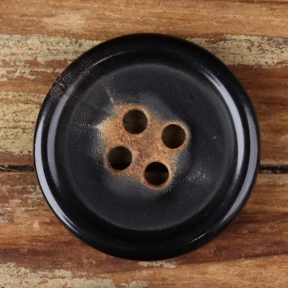 Black Natural Handmade Horn Buttons 4-Hole for Coat & Jacket | Pack of 20