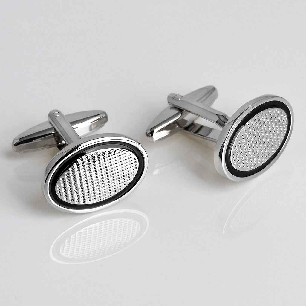 Black Oil-Drop Oval Cufflinks for Men
