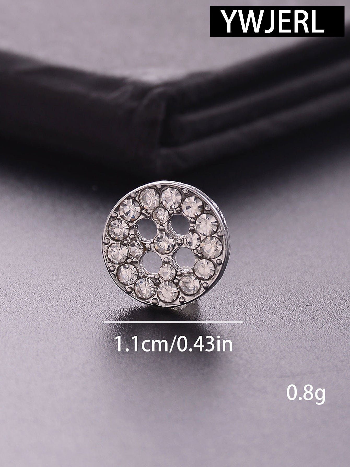 11mm/12.5mm/15mm Round 4-Hole Rhinestone Metal Shirt Buttons 20 Pack