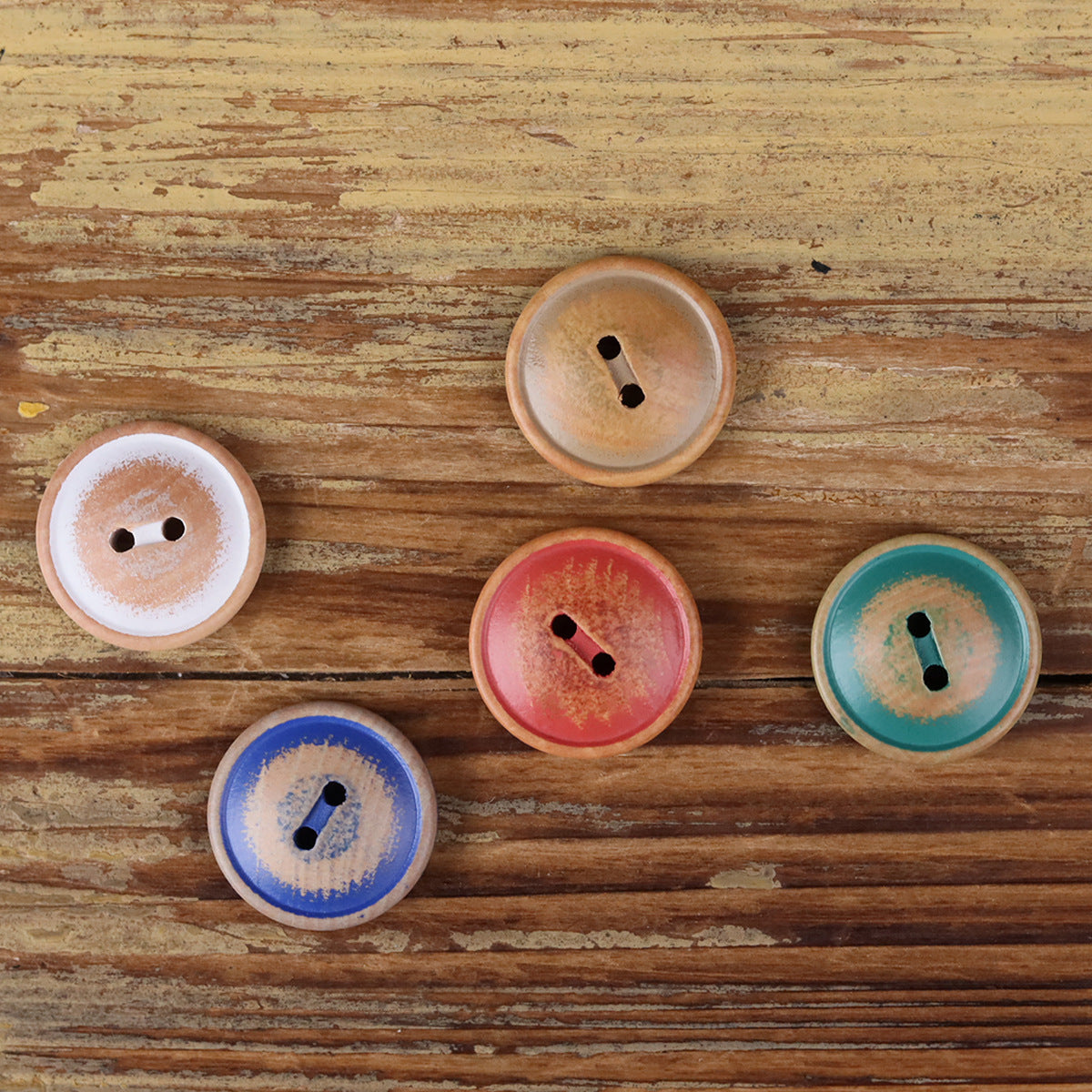 Round Wood 2-Hole Buttons 30pcs for Children's Clothing Cotton Shirts Coats