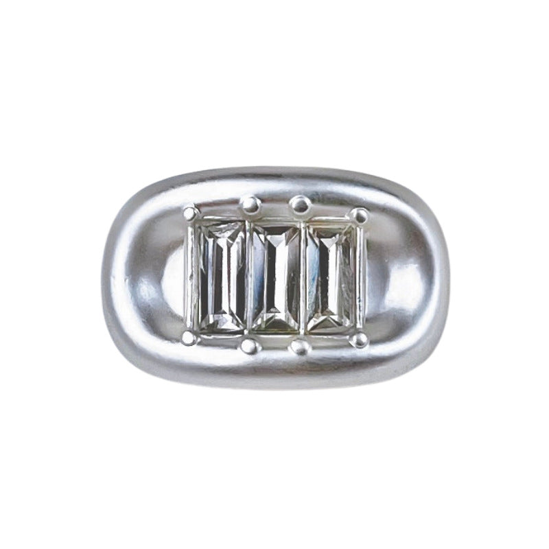 Light Gold Bright Silver Ingot Rhinestone Metal Shank Button 12pcs