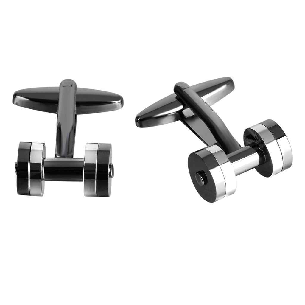 17mm Silver &amp; Gunmetal Dumbbell Cufflinks