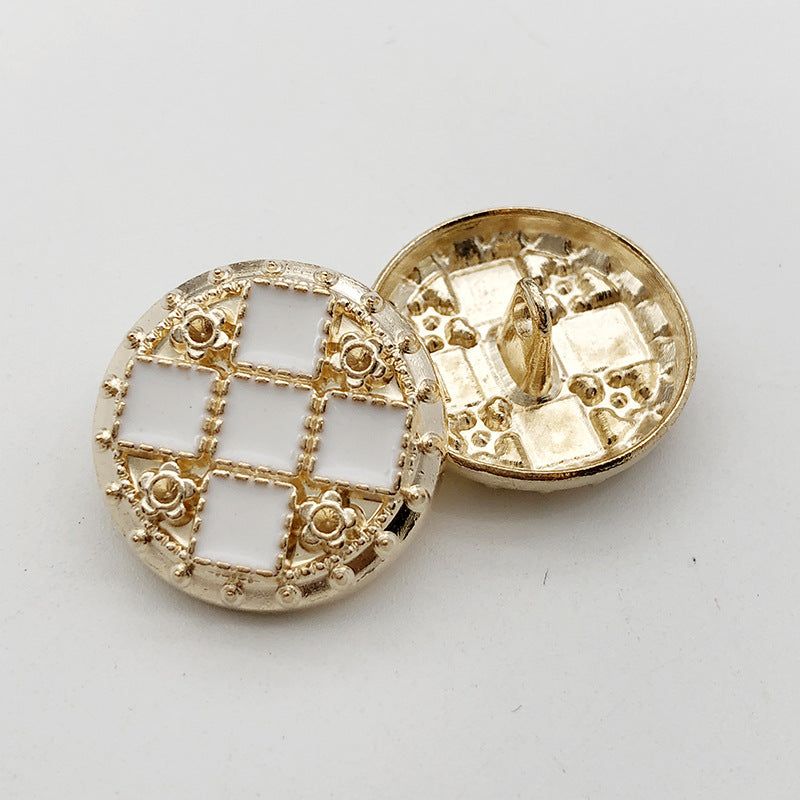 22mm Gull Rund Firkant Rhinestone Metall Shank Knapper 10stk