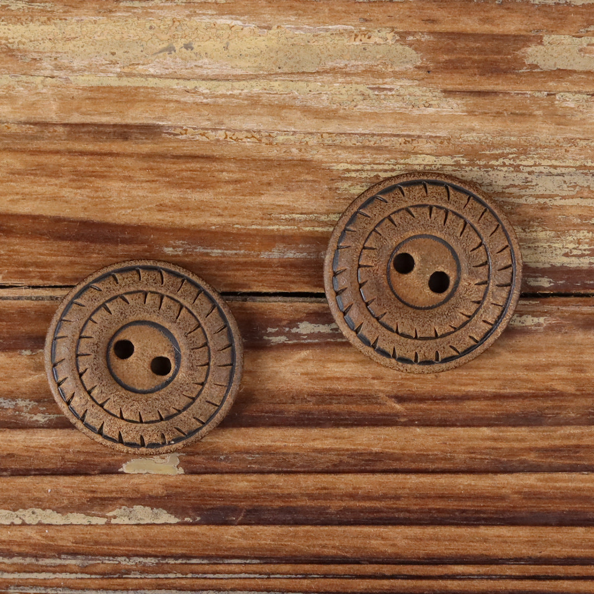 Black Scorched Round Natural Horn Buttons 2-Hole | Pack of 20