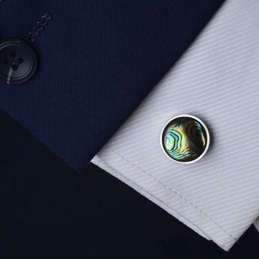 Round Colorful Seashell Cufflinks for Men