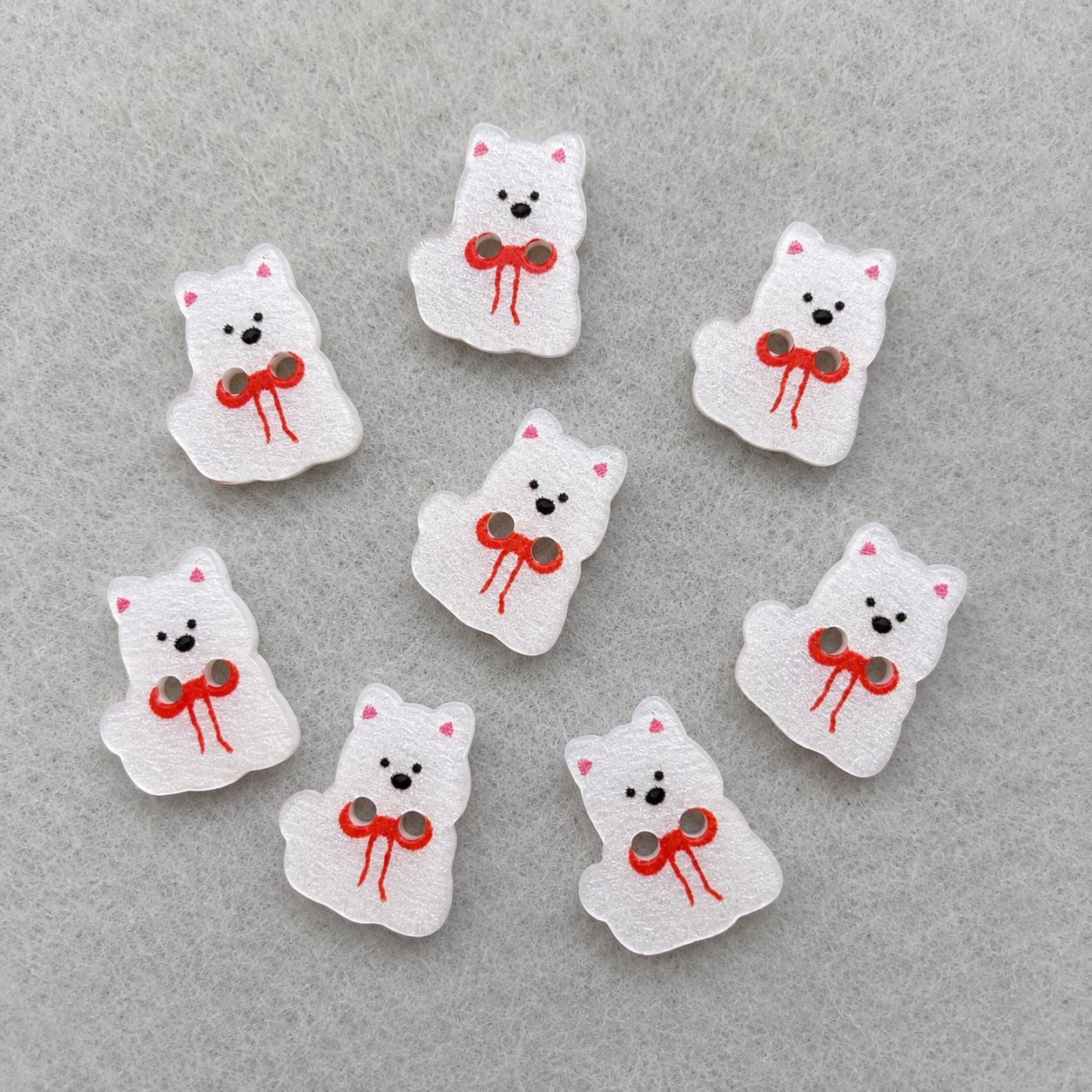 15mm Cute White Puppy Dog Resin Buttons for Children's Clothing 50pcs