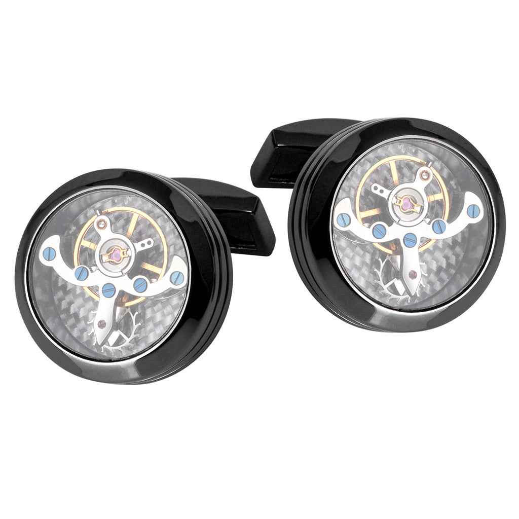 Luxury Tourbillon Watch Movement Cufflinks for Steampunk Men