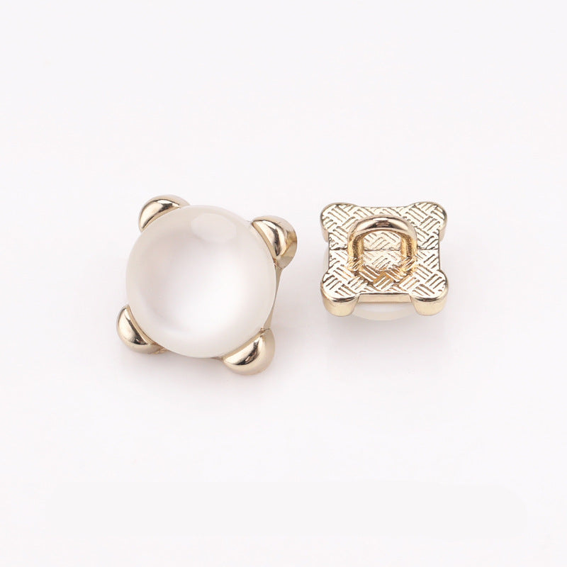 Square Pearl Metal Shank Buttons 20-Pack 8.5mm/11mm