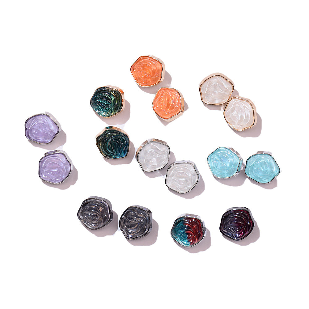 Floral Mosaic Transparent Floral Resin Metal Buttons 20-Pack