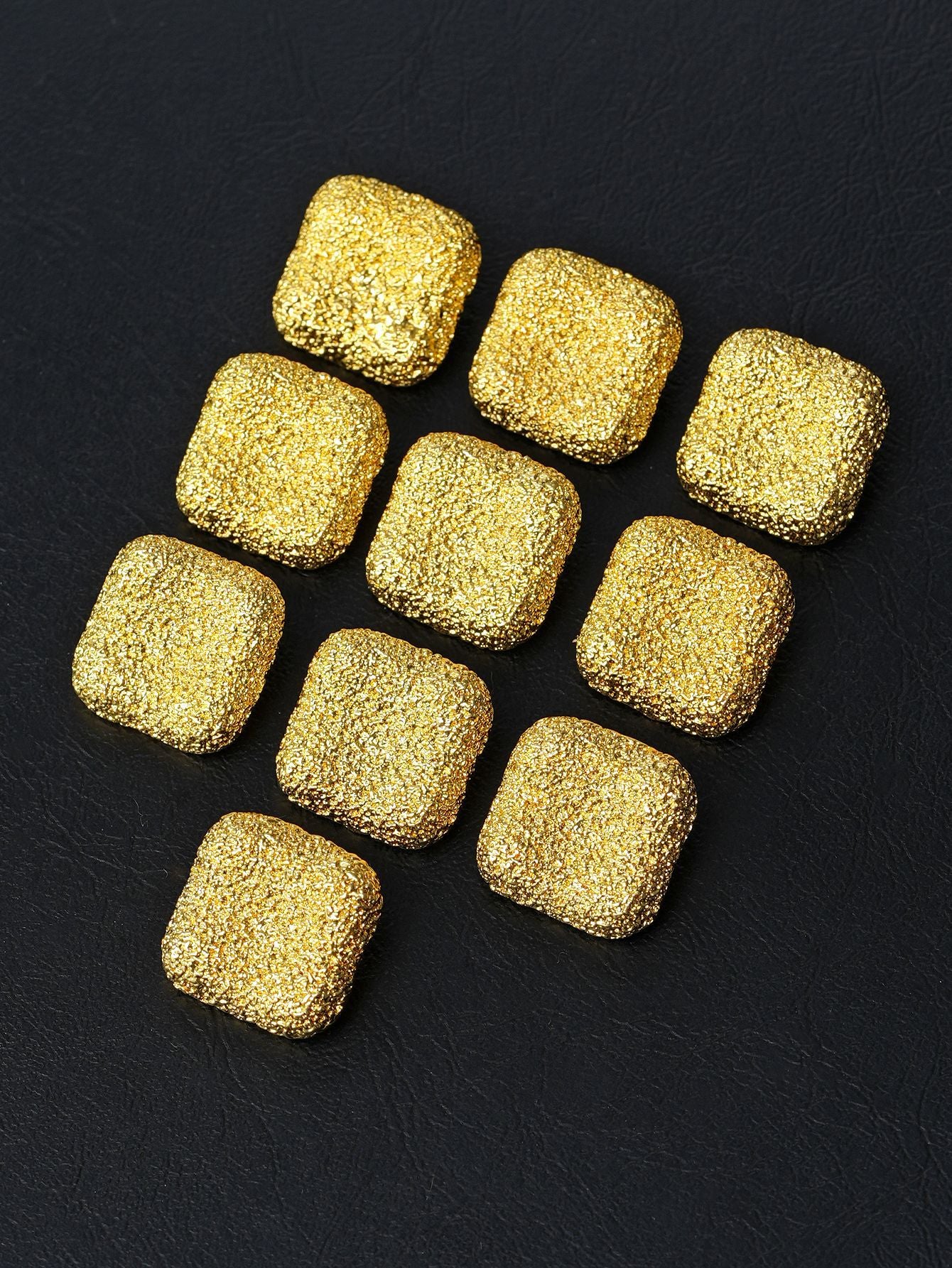 Gold & Silver Square Matte Textured Metal Shank Buttons 20-Piece