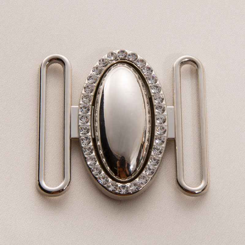 Oval Crystal-Studded Belt Buckle Set Adjustable Metal Clasps 20pcs