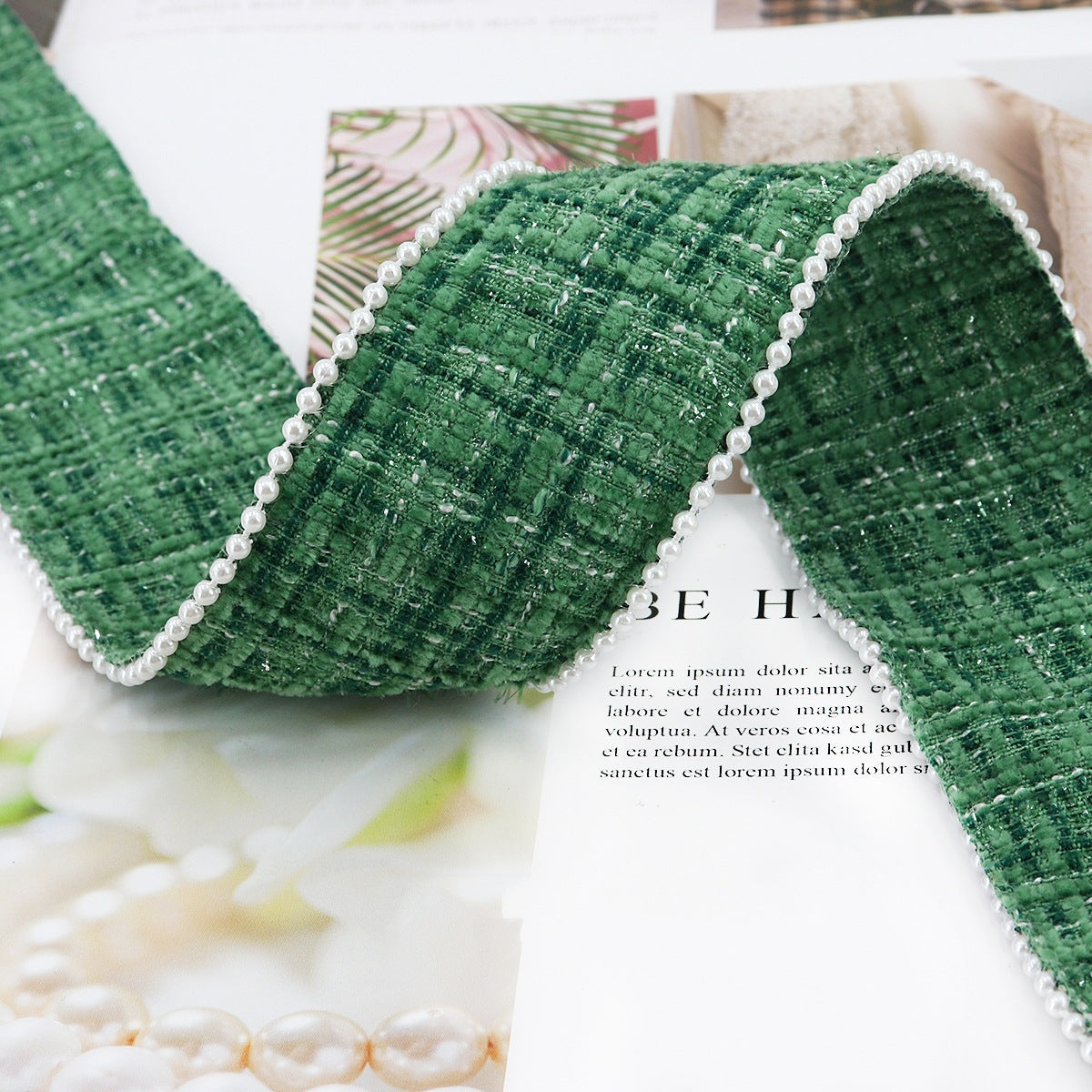 38 mm Ruudullinen Flanelliraita Helmireunalla 5 Yards