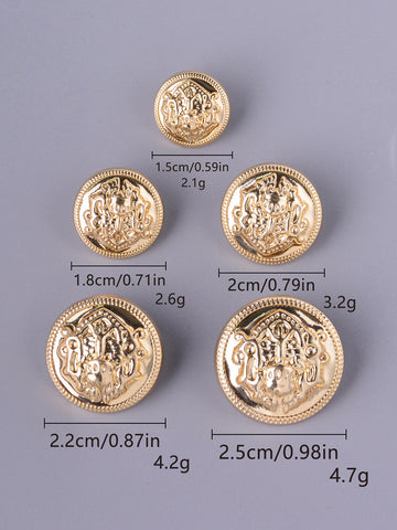 British Style Embossed Decorative Metal Shank Buttons 30pcs Mixed Size