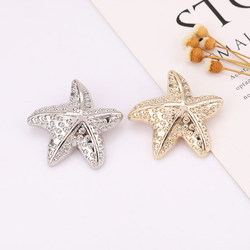 Puffy Starfish Metal Shank Buttons Set of 20 – Light Gold & Nickel
