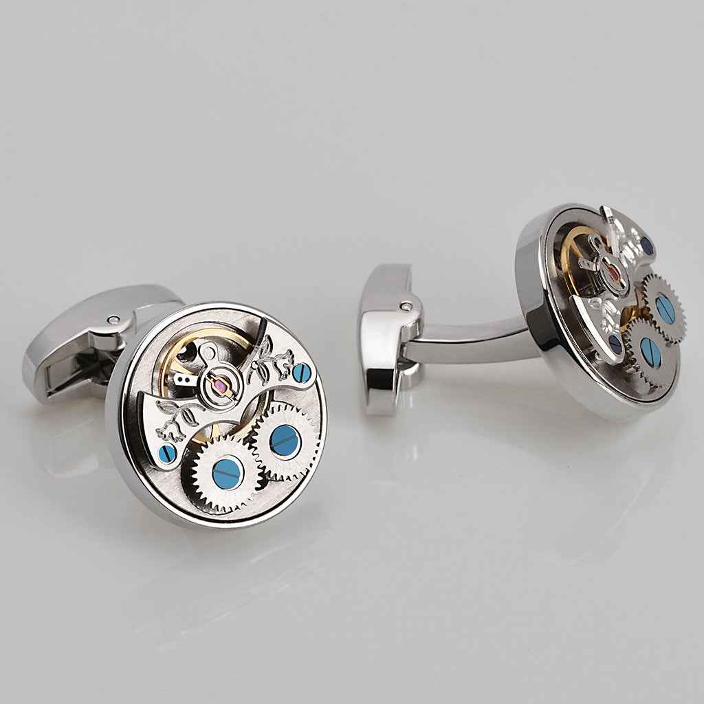 Exposed Tourbillon Watch Movement Cufflinks for Men