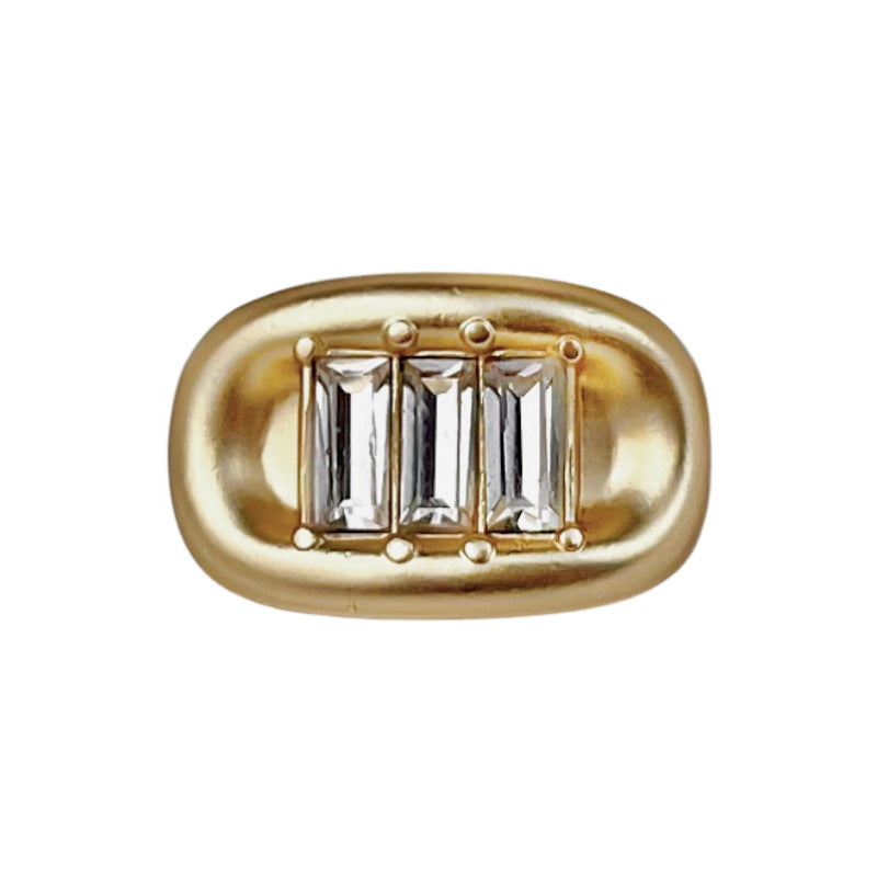 Light Gold Bright Silver Ingot Rhinestone Metal Shank Button 12pcs